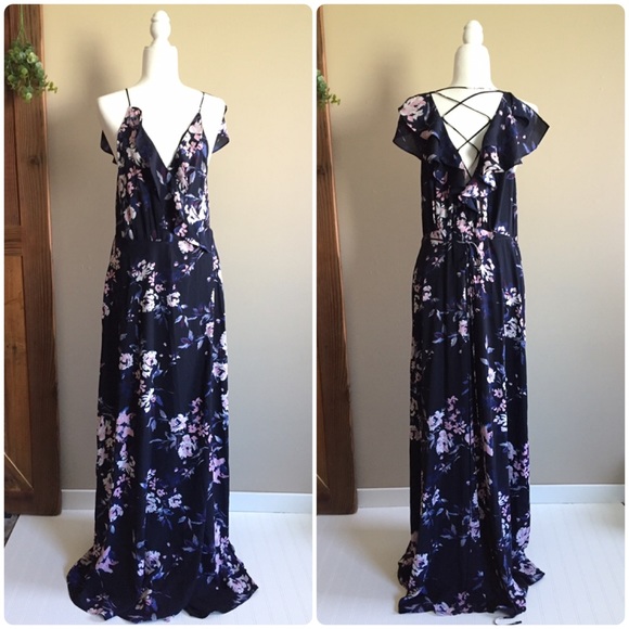 jamie ruffle wrap gown